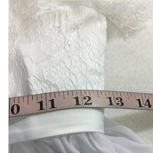 GIRL'S PARTY DRESS sz 8-9Y white chiffon ruffle sleeve long maxi dress NEW B131 - Picture 5 of 6